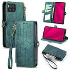 For  T-Mobile REVVL 7 Pro 5G Geometric Zipper Wallet Side Buckle Leather Phone Case(Green) - 1