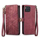 For  T-Mobile REVVL 7 Pro 5G Geometric Zipper Wallet Side Buckle Leather Phone Case(Red) - 2