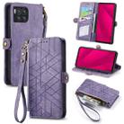 For  T-Mobile REVVL 7 Pro 5G Geometric Zipper Wallet Side Buckle Leather Phone Case(Purple) - 1