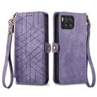 For  T-Mobile REVVL 7 Pro 5G Geometric Zipper Wallet Side Buckle Leather Phone Case(Purple) - 2