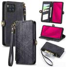 For  T-Mobile REVVL 7 Pro 5G Geometric Zipper Wallet Side Buckle Leather Phone Case(Black) - 1