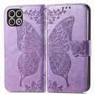 For T-Mobile T Phone 2 5G Butterfly Love Flower Embossed Leather Phone Case(Light Purple) - 2