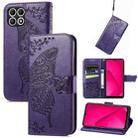 For T-Mobile T Phone 2 Pro 5G Butterfly Love Flower Embossed Leather Phone Case(Purple) - 1