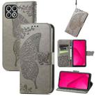 For T-Mobile T Phone 2 Pro 5G Butterfly Love Flower Embossed Leather Phone Case(Gray) - 1