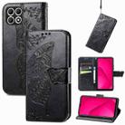 For T-Mobile REVVL 7 5G Butterfly Love Flower Embossed Leather Phone Case(Black) - 1