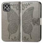 For T-Mobile REVVL 7 5G Butterfly Love Flower Embossed Leather Phone Case(Gray) - 2