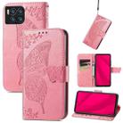 For T-Mobile REVVL 7 Pro 5G Butterfly Love Flower Embossed Leather Phone Case(Pink) - 1