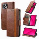 For T-Mobile T Phone 2 5G CaseNeo Splicing Dual Magnetic Buckle Leather Phone Case(Brown) - 1
