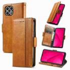 For T-Mobile T Phone 2 5G CaseNeo Splicing Dual Magnetic Buckle Leather Phone Case(Khaki) - 1