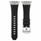 For Apple Watch SE 2023 44mm Metal Connector Silicone Watch Band(Black+Titanium Color Buckle) - 2