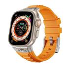 For Apple Watch Ultra 2 49mm Metal Connector Silicone Watch Band(Orange+Titanium Color Buckle) - 1
