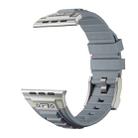 For Apple Watch Series 9 45mm Metal Connector Silicone Watch Band(Grey+Titanium Color Buckle) - 3