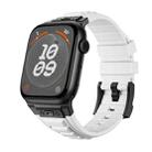 For Apple Watch Series 9 45mm Metal Connector Silicone Watch Band(White+Black Buckle) - 1