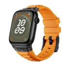 For Apple Watch Series 9 45mm Metal Connector Silicone Watch Band(Orange+Black Buckle) - 1