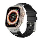 For Apple Watch Ultra 49mm Metal Connector Silicone Watch Band(Black+Titanium Color Buckle) - 1