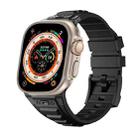 For Apple Watch Ultra 49mm Metal Connector Silicone Watch Band(Black+Black Buckle) - 1