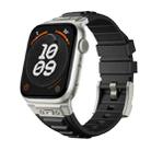 For Apple Watch Series 8 45mm Metal Connector Silicone Watch Band(Black+Titanium Color Buckle) - 1