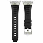 For Apple Watch Series 8 45mm Metal Connector Silicone Watch Band(Black+Titanium Color Buckle) - 2