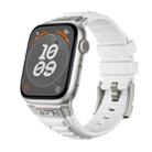 For Apple Watch Series 8 45mm Metal Connector Silicone Watch Band(White+Titanium Color Buckle) - 1