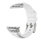 For Apple Watch Series 8 45mm Metal Connector Silicone Watch Band(White+Titanium Color Buckle) - 3