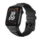 For Apple Watch Series 8 45mm Metal Connector Silicone Watch Band(Black+Black Buckle) - 1