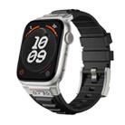 For Apple Watch SE 2022 44mm Metal Connector Silicone Watch Band(Black+Titanium Color Buckle) - 1