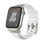 For Apple Watch Series 7 45mm Metal Connector Silicone Watch Band(White+Titanium Color Buckle) - 1