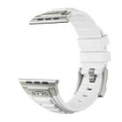 For Apple Watch Series 7 45mm Metal Connector Silicone Watch Band(White+Titanium Color Buckle) - 3