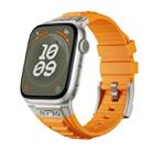 For Apple Watch Series 7 45mm Metal Connector Silicone Watch Band(Orange+Titanium Color Buckle) - 1