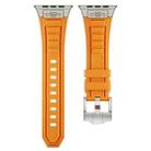 For Apple Watch Series 7 45mm Metal Connector Silicone Watch Band(Orange+Titanium Color Buckle) - 2