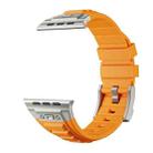 For Apple Watch Series 7 45mm Metal Connector Silicone Watch Band(Orange+Titanium Color Buckle) - 3