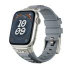 For Apple Watch Series 3 42mm Metal Connector Silicone Watch Band(Grey+Titanium Color Buckle) - 1