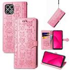 For T-Mobile T Phone 2 5G Cat and Dog Embossed Leather Phone Case(Pink) - 1