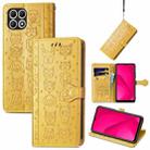 For T-Mobile T Phone 2 5G Cat and Dog Embossed Leather Phone Case(Yellow) - 1