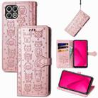 For T-Mobile T Phone 2 5G Cat and Dog Embossed Leather Phone Case(Rose Gold) - 1