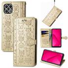 For T-Mobile T Phone 2 5G Cat and Dog Embossed Leather Phone Case(Gold) - 1