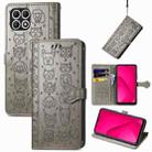 For T-Mobile T Phone 2 5G Cat and Dog Embossed Leather Phone Case(Gray) - 1