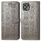 For T-Mobile T Phone 2 5G Cat and Dog Embossed Leather Phone Case(Gray) - 2