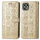 For T-Mobile T Phone 2 Pro 5G Cat and Dog Embossed Leather Phone Case(Gold) - 2