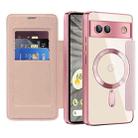 For Google Pixel 7a Shield Magsafe RFID Anti-theft Rhombus Leather Phone Case(Pink) - 2