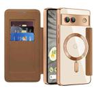 For Google Pixel 7a Shield Magsafe RFID Anti-theft Rhombus Leather Phone Case(Brown) - 2