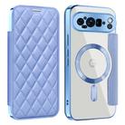 For Google Pixel 9 Pro XL Shield Magsafe RFID Anti-theft Rhombus Leather Phone Case(Blue) - 1