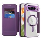 For Google Pixel 9 Pro XL Shield Magsafe RFID Anti-theft Rhombus Leather Phone Case(Purple) - 2