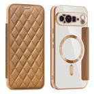 For Google Pixel 10 Pro XL Shield Magsafe RFID Anti-theft Rhombus Leather Phone Case(Brown) - 1