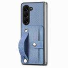 For Samsung Galaxy Z Fold6 Wristband Kickstand Card Wallet Back Cover Phone Case(Blue) - 2