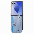 For Samsung Galaxy Z Flip7 5G Wristband Kickstand Card Wallet Back Cover Phone Case(Blue) - 1