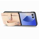 For Samsung Galaxy Z Flip7 5G Wristband Kickstand Card Wallet Back Cover Phone Case(Khaki) - 2