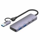 T-32C 2-in-1 Cable USB 3.0 + Type-C 4-port Hub Aluminum Alloy Docking Station - 1