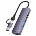 T235 USB+Type-C 3.0 Adapter to 3 x USB 3.0 + 2 x Card Reader Slots Multi-Port HUB - 1