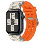 For Apple Watch SE 2023 44mm Mecha Two Claw Silicone Watch Band(Orange) - 1